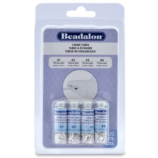 Beadalon Crimp Tubes Variety Pack Sizes 1, 2, 3 & 4 600/Pkg-Silver-Plated {1}