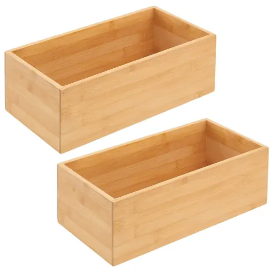 mDesign Bamboo Kitchen Storage Bin Container Crate Box {4}