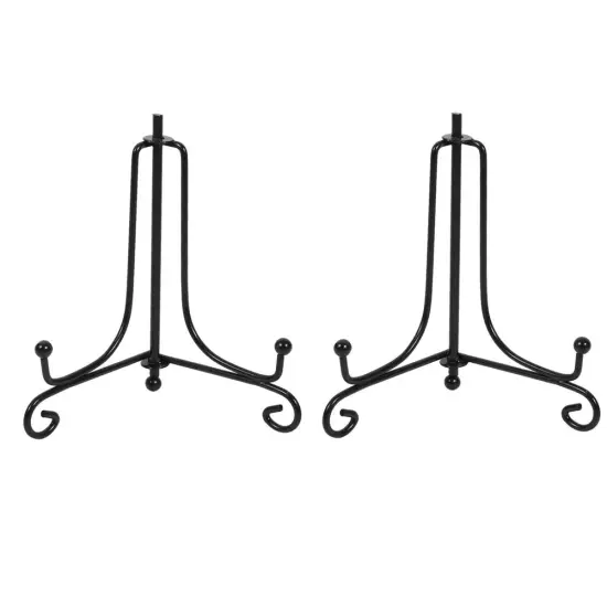 (2 Pack) Iron Display Stand, Black Iron Easel Plate Display Photo Holder Stand, Displays Picture Frames, Decorative Plates,Tablets and Art 4 Inch {1}