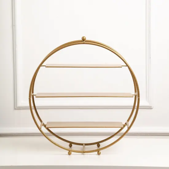 21-Inch 3 Tier Metal Wheel Dessert Display Stand Gold {1}