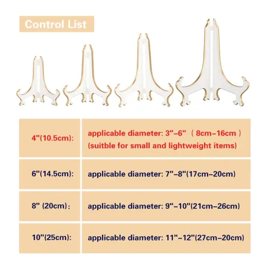 Artliving 4" White Gold Decorative Small Plate Stand Holder Plastic Picture Easel Display Stand Picture Frame Stand (2 Pack) {2}