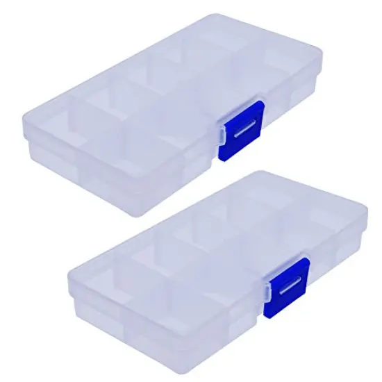 2 Pieces Plastic Jewelry Organizer Box Clear Storage Bead Case for Little Crafts/Arts Container with 10 Grids, Small {2}
