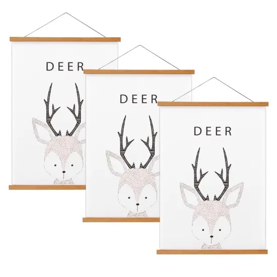 FALAMON 3 Pack Magnetic Poster Hanger Frame, Teak Wood Magnet Poster Frame for Posters, Prints, Photos, Pictures, Maps, Scrolls, and Canvas Artwork {1}