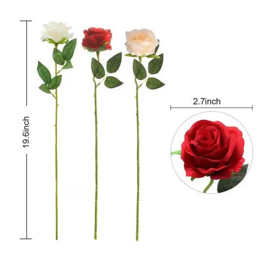 5Pcs Women's Roses Artificial Flowers White {1}