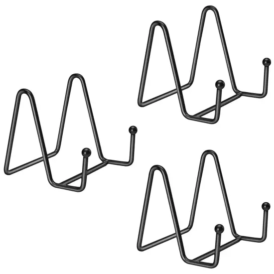 Kruodop 3 Pack Plate Stands for Display, 4 Inch Plate Holder Display Stand, Metal Frame Holder Stands for Book, Pictures, Photo Easel, Tabletop Art {1}