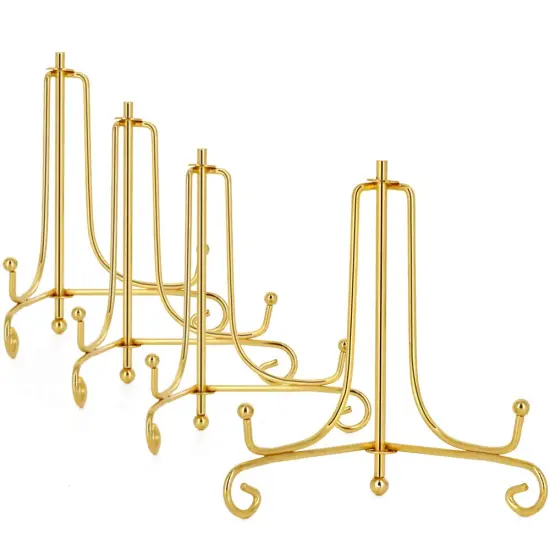 4 Inch Gold Iron Plate Stand Holder Easel Display Stand for Plate?Picture?Photo and More,4 pcs. {2}