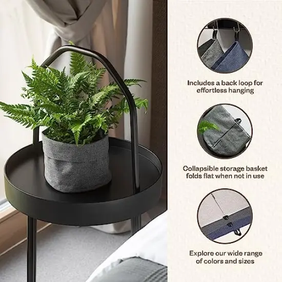 Soft Hang Around Hanging Storage Basket Small | Hanging Wall Basket for Organizing Everyday Necessities | Collapsible Wall Hanging Storage Basket for Closets | 6.7&Prime;x6.7&Prime; | Small | Grey {5}