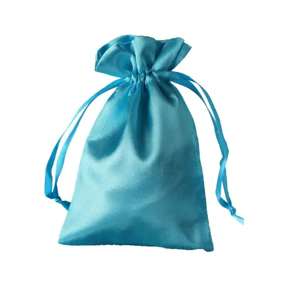 60 pcs 4x6 Satin Favor Drawstring Bags Turquoise {1}