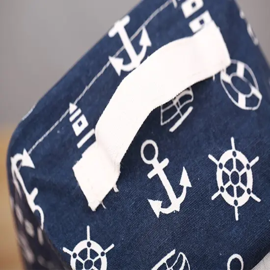 3 Pieces Nautical Fabric Storage Baskets Bins Cloth Collapsible Organizers Box Beach Anchor Nursery Toys Basket Shelves & Desks {4}