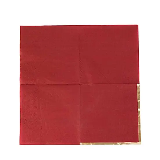 50 Pastel Gold Trim 2 Ply Paper Napkins for Events Burgundy {2}