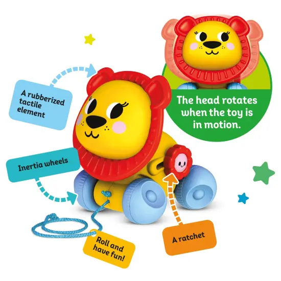Kids Hits Educational Toddler Push and Pull Toy Lion Yellow {4}