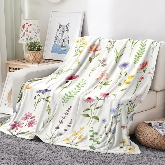 Botanical Floral Printed Throw Blanket - 50"x60" {4}