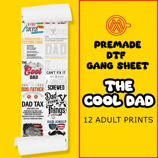 The Cool Dad Father's Day Direct-to-Film DTF Transfer Gang Sheets - 22x60 {1}