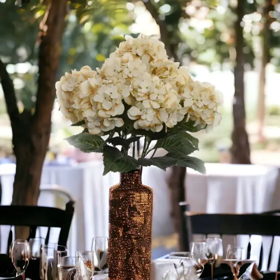 6-Pack: UV Resistant Beige Hydrangea Bush with 7 Lifelike Silk Flowers & Leaves - Perfect for Indoor & Outdoor Decor, Floral Arrangements & Home Accents - Floral Home by Artificial Flowers {3}