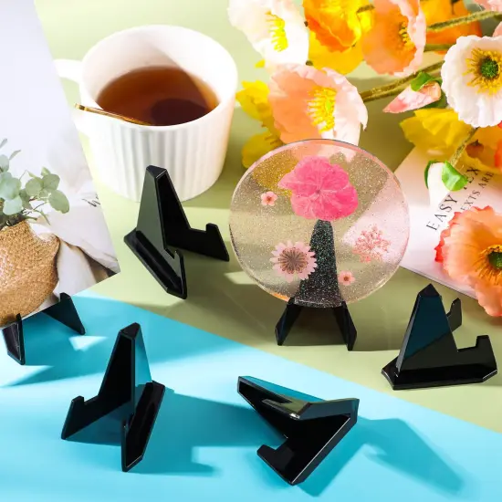 12 Pieces Easel Stands Mini Coin Display Stand 2.17 x 1.65 Inch Easel Holder Card Stand for Display Black Display Stand for Collectibles Plastic Plate Display Holder for Medal Watches Picture {1}