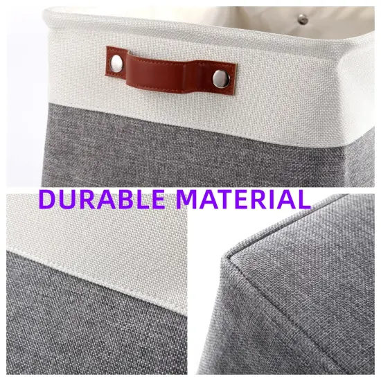 3 Pieces Storage Baskets for Shelves Closet Bins - Large Fabric Rectangle Storage Bin Basket for Organizing Decorative Linen Closet Organization Foldable Clothes Organizer Shelf Cube Totes Containers Boxes {4}