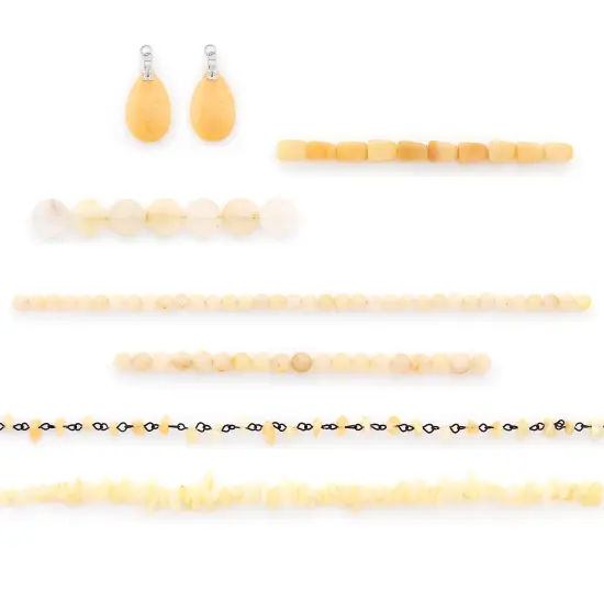 Yellow Jade Natural Gemstone Beads and Pendants Value Pack Collection {1}