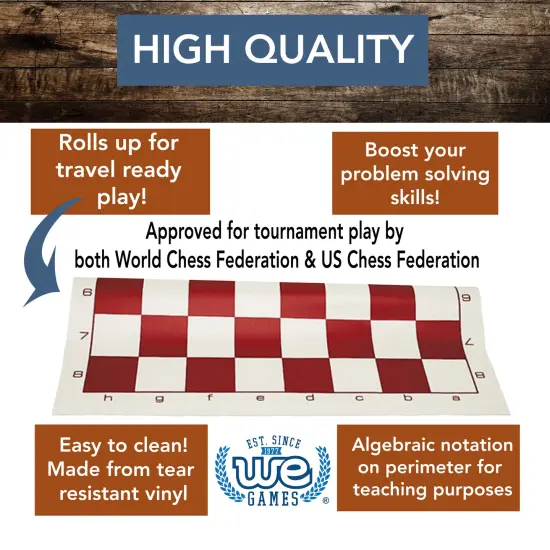 WE Games Tournament Roll Up Vinyl Chess Board - 20 inches {3}
