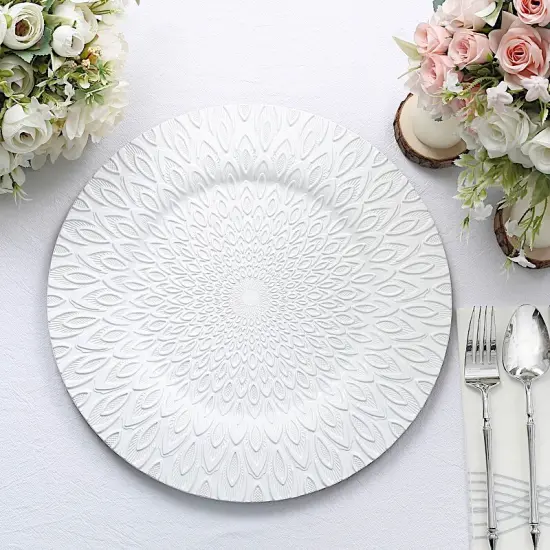 6 Round 13 in Plastic CHARGER PLATES White {1}