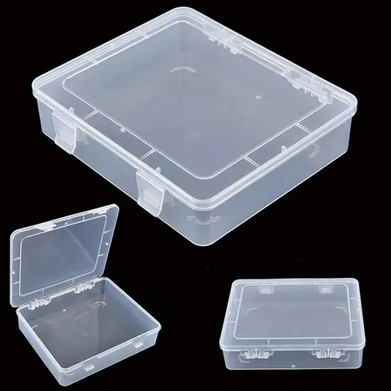 7 Pieces Mixed Sizes Rectangular Empty Mini Clear Plastic Organizer Storage Box Containers with Hinged Lids for Small Items and Other Craft Projects {5}