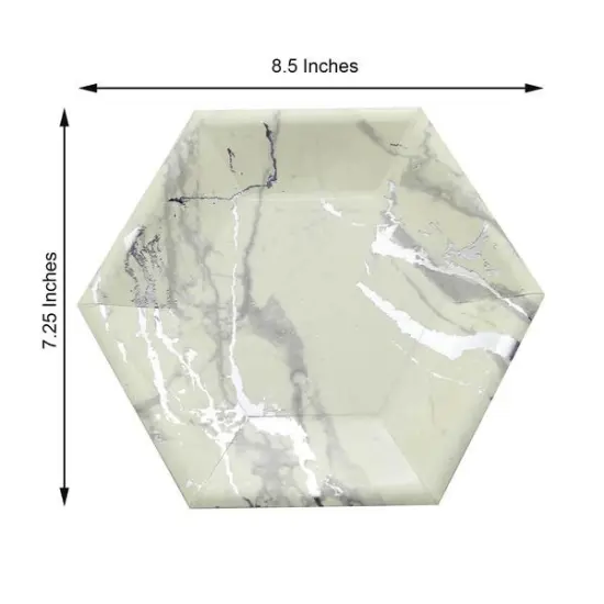 8.5 in Hexagon Marble Design Disposable Paper Salad Plates {1}