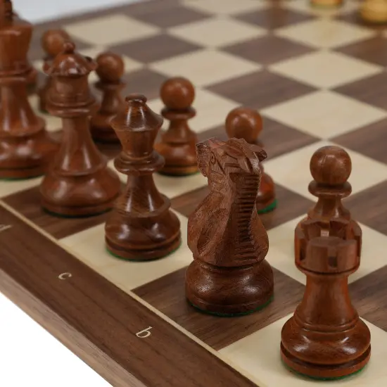 WE Games Weighted English Staunton Chess Set, Walnut Sycamore Board 19.75 in., 3.5 in. King {4}