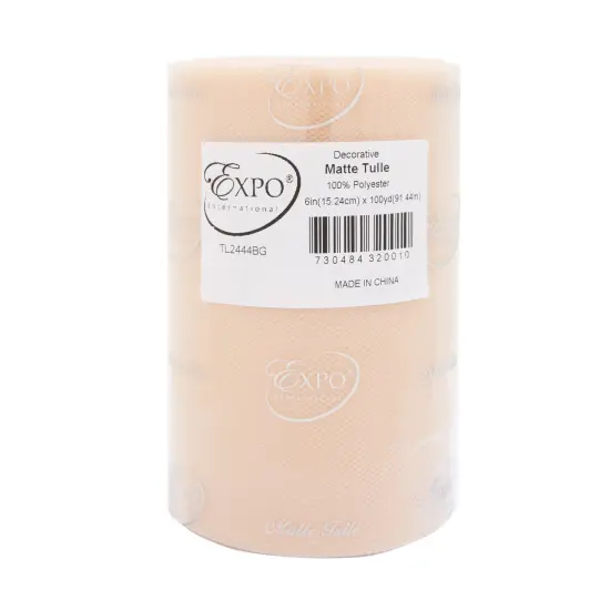 Decorative Matte Tulle Spool of 6 inch X 100 yards Beige {1}