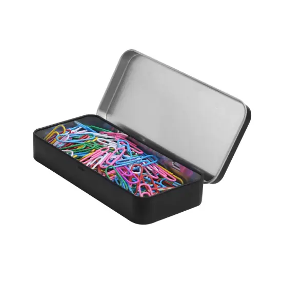 4 Pieces Metal Rectangular Hinged Tin Boxes with Lid, Black Metal Containers Portable Box Small Storage Kit Home Organizer,Model 128 {5}