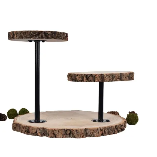 14" Brown 3 Tier Wood Dessert Stand {2}