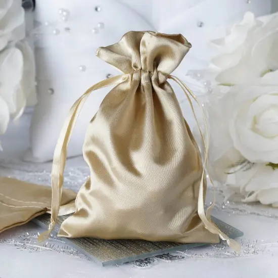 60 pcs 4x6 Satin Favor Drawstring Bags Champagne {3}