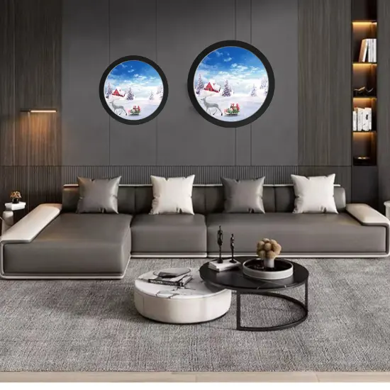 alblinsy Round Photo Frame Wooden Wall Hanging Picture Frames for Home Office Wall Decor (Black, 6 inch) {4}