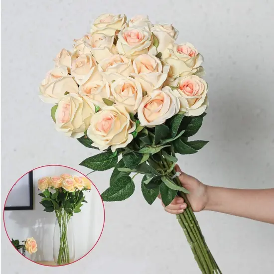 5Pcs Women's Roses Artificial Flowers Champagne {4}