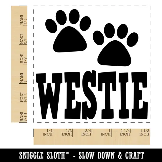 Westie West Highland White Terrier Dog Paw Prints Fun Text Self-Inking Rubber Stamp Ink Stamper Black {1}