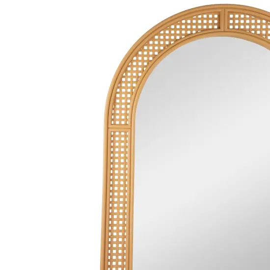 Northlight 36" Arched Lattice Weaved Decorative Wall Mirror Beige {5}