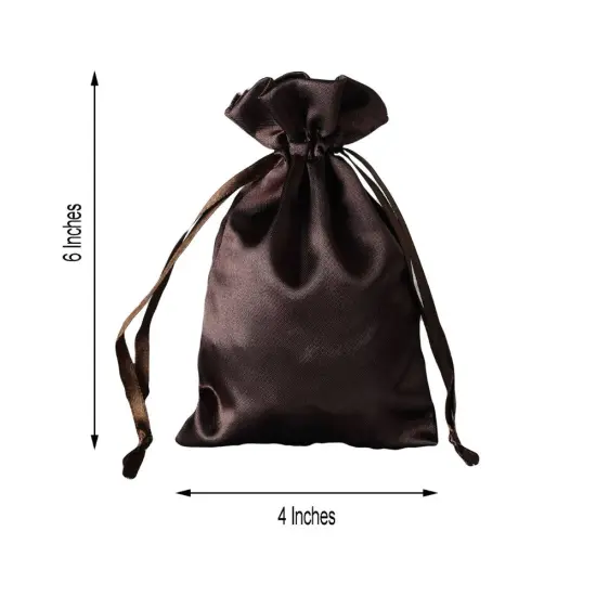 60 pcs 4x6 Satin Favor Drawstring Bags Chocolate brown {1}