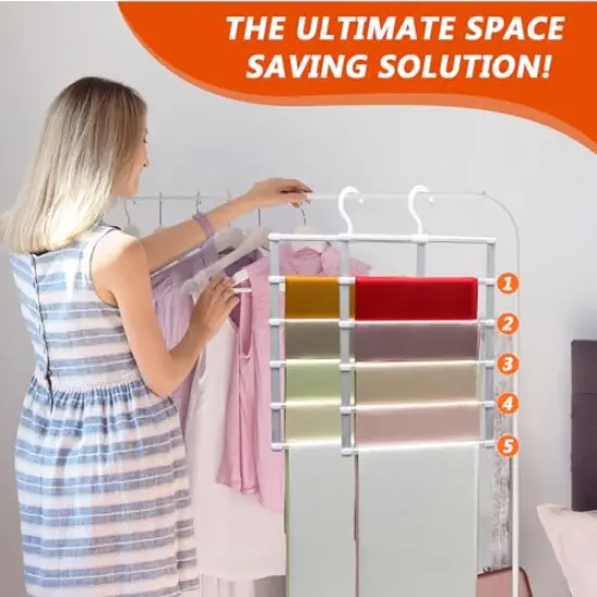 2 Pieces Closet Organizers and Storage,Pants Hangers Space Saving,Al Alloy Hangers for Organization and Storage,Dorm Room Essentials for College Students Girls,Home Organization Scarf Jeans Hangers {5}