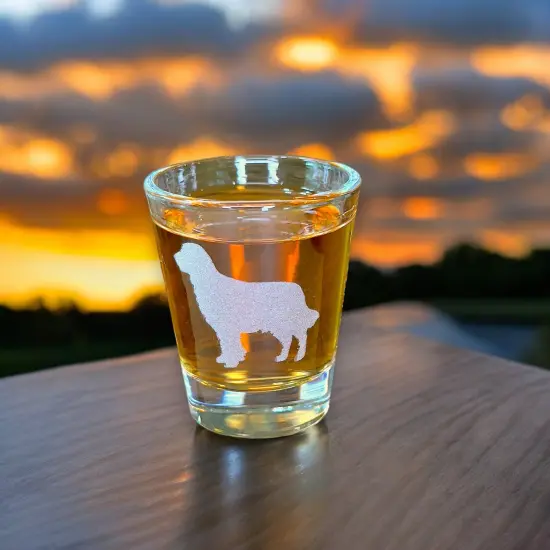 2oz Golden Retriever dog puppy Shot Glass {4}
