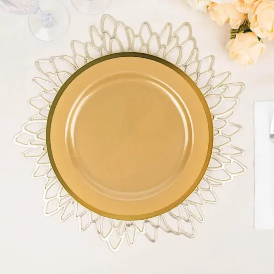 Round Plastic Dessert Plates with Gold Rim {3}