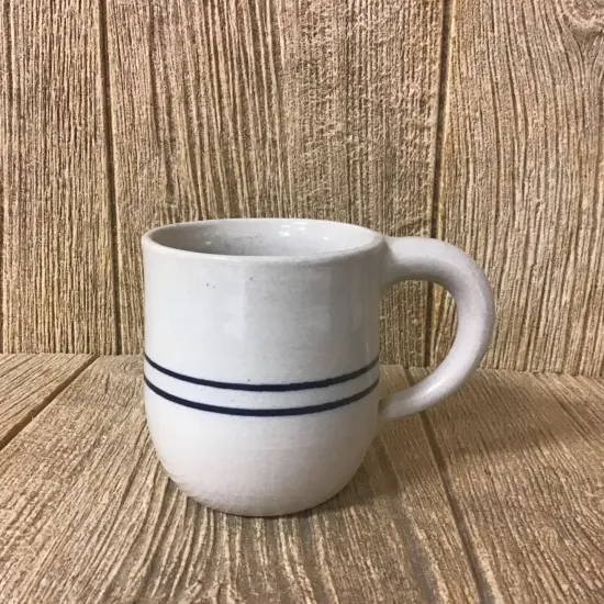 Martinez Pottery Stoneware Drinking Mug Heritage Blue Stripe Round {3}