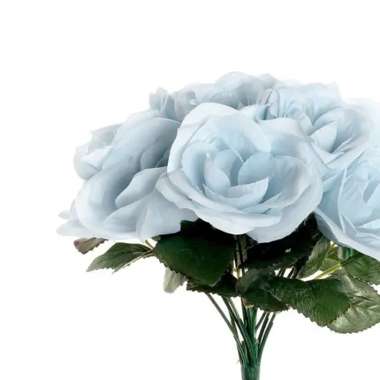 12-Inch Velvet Roses Artificial Flower Bouquet Ice blue {1}