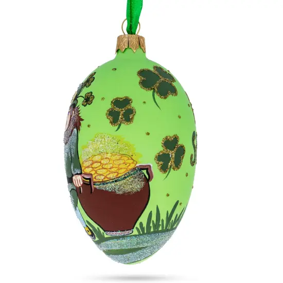 Happy St Patrick's Day Egg Glass Ornament 4 Inches {3}