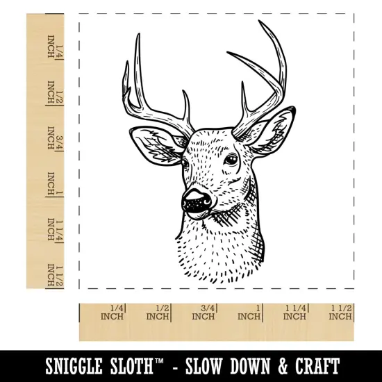 Majestic Deer Buck Head Hunter Hunting Self-Inking Rubber Stamp Ink Stamper Blue {1}