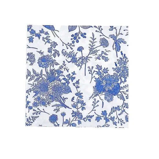 20 White 13x13 in Dinner Paper NAPKINS Blue Floral Design {1}