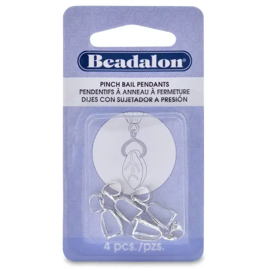 Beadalon Pendant Pinch Bails 22mm 4/Pkg-Silver-Plated {1}