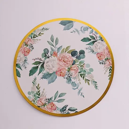 Floral Disposable Paper Charger Plates: Party Decor Green {4}