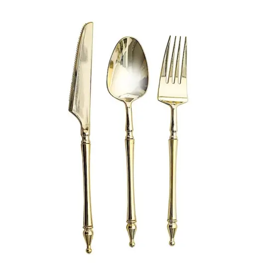 24-Piece Disposable Plastic Cutlery Set Gold {1}