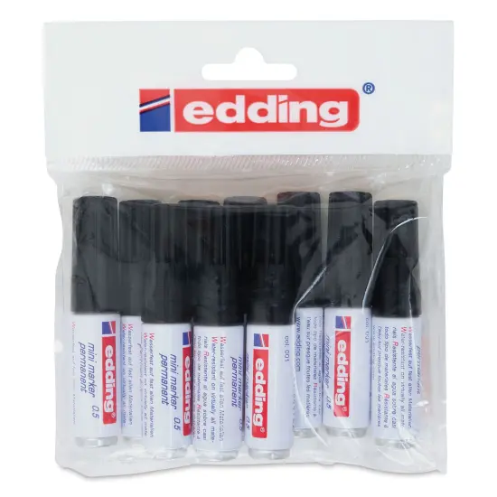 Edding Mini Permanent Markers - Set of 10, Black, Bullet Nib {1}