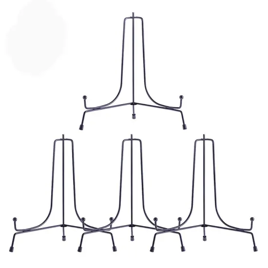 LIONWEI LIONWELI 8inch(4pack) Upgraded Anti-Slip Iron Plate Display Stand Black Easel Display Stand Photo Holder Stand,Displays Picture Frames, Decorative Plates, and Artworks {1}