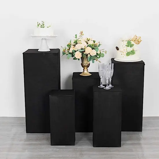 5 Rectangular Pedestal Fitted Spandex Display STAND COVERS Set Nude {6}