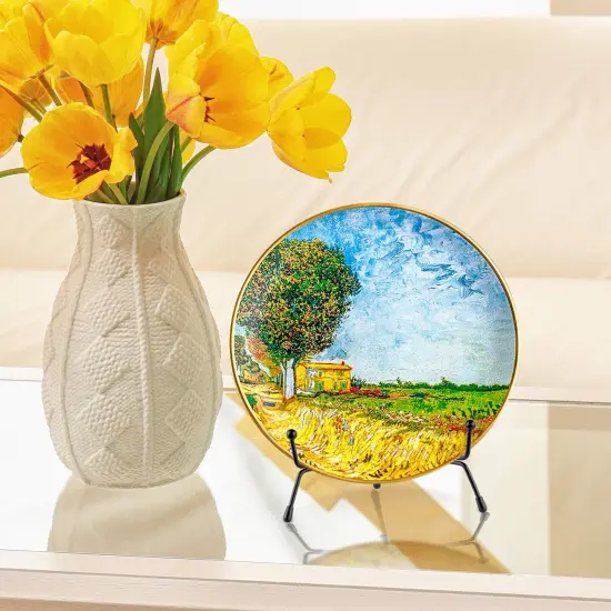 Mocoosy 4 Pack Improved Anti-Slip Plate Stands for Display, 6 Inch Plate Holder Display Stand, Picture Frame Holder Stand, Black Iron Easel Stands for Photo, Decorative Plate and Tabletop Arts {4}